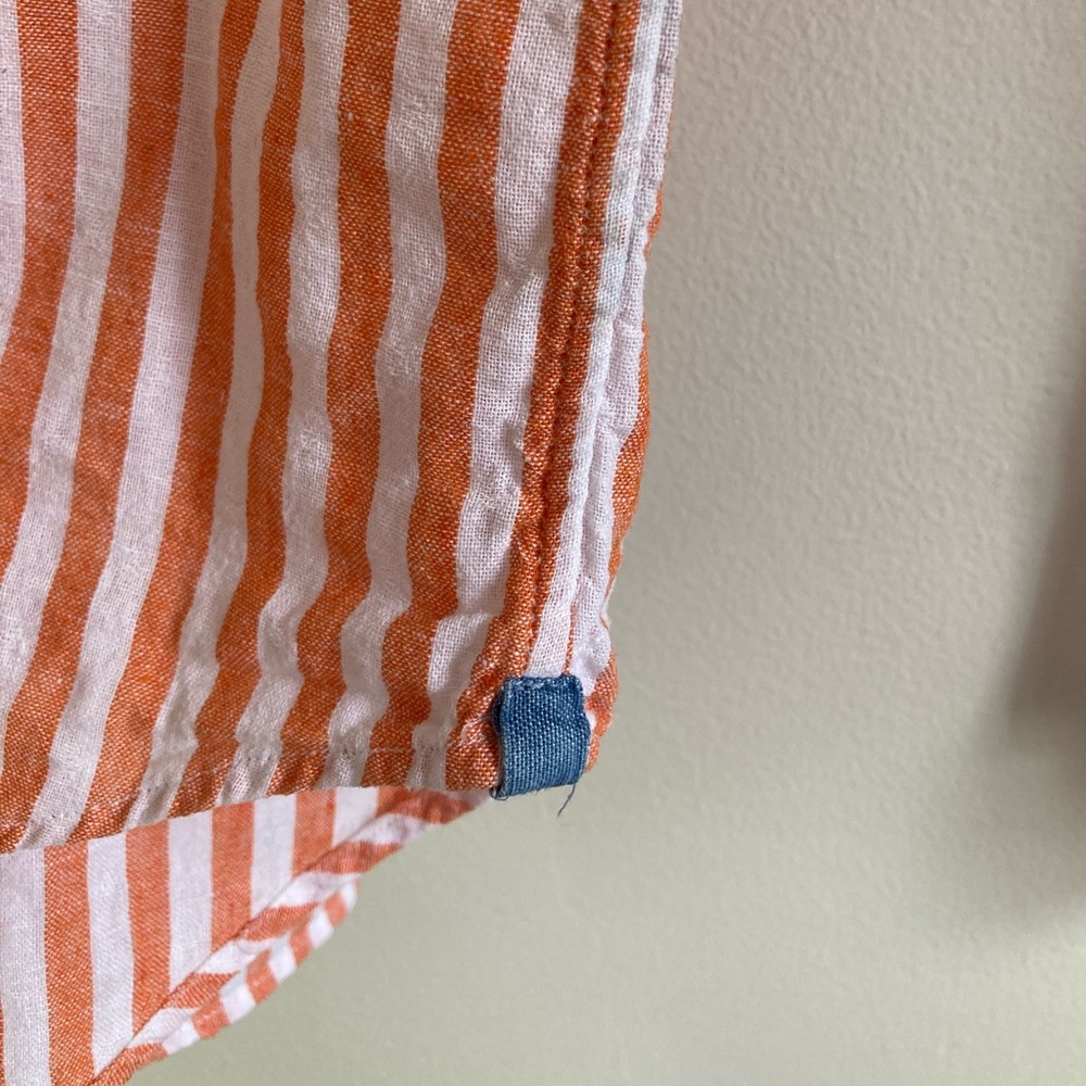 Preppy Orange Striped Cotton Button Down - Picture 6 of 8